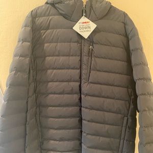 Mens 32° NWT zip front down jacket with hood